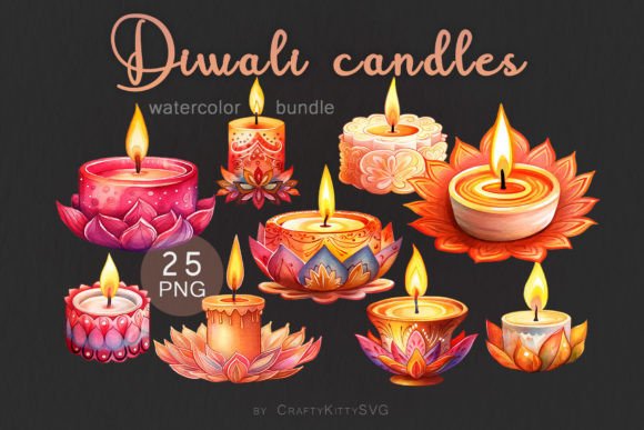 Illuminate Your Diwali Designs: Watercolor Candle Clipart