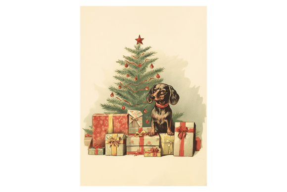 Sausage Dog Christmas Card 1: A Charming Festive Illustration
